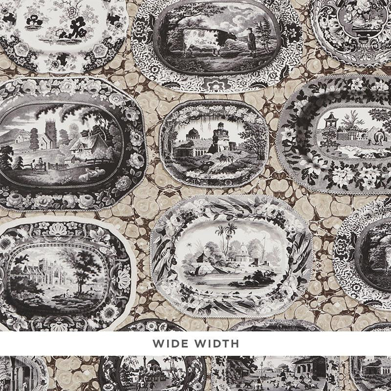 Plates & Platters Neutral 5010411 by Schumacher Designer Wallpaper Johnson Hartig 54.0" - Swanky Fabrics -