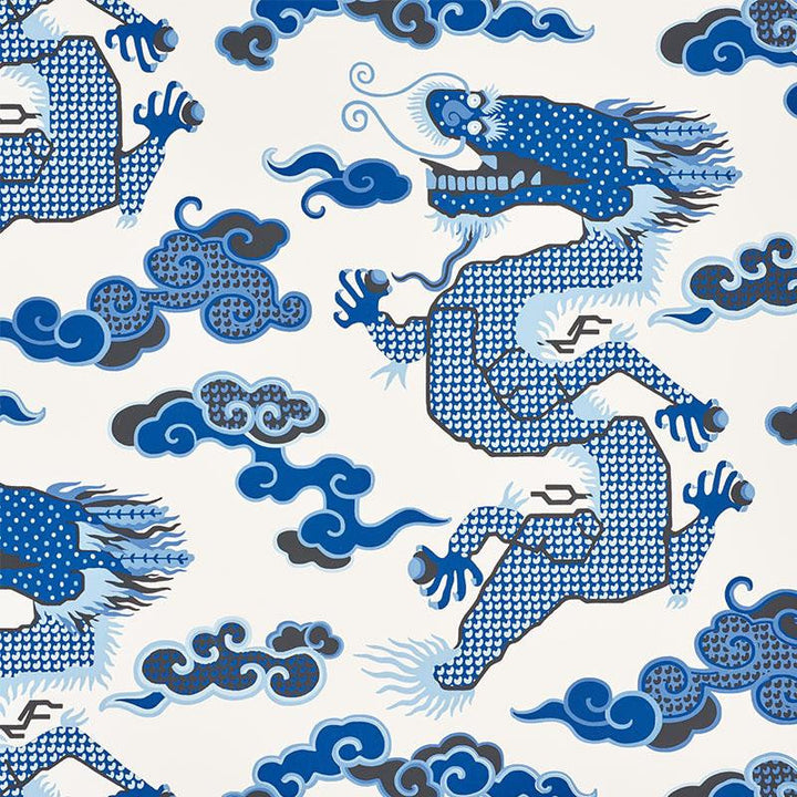 Magical Ming Dragon Porcelain 5010600 by Schumacher Designer Wallpaper Johnson Hartig 36.0" - Swanky Fabrics -