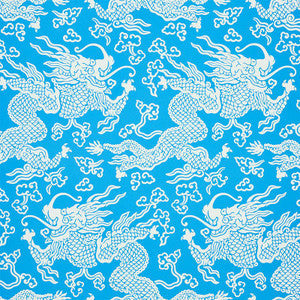 Schumacher Wallpaper Ruan Dragon Damask Blue 5010881
