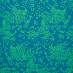 Schumacher Wallpaper Ruan Dragon Damask Peacock 5010882