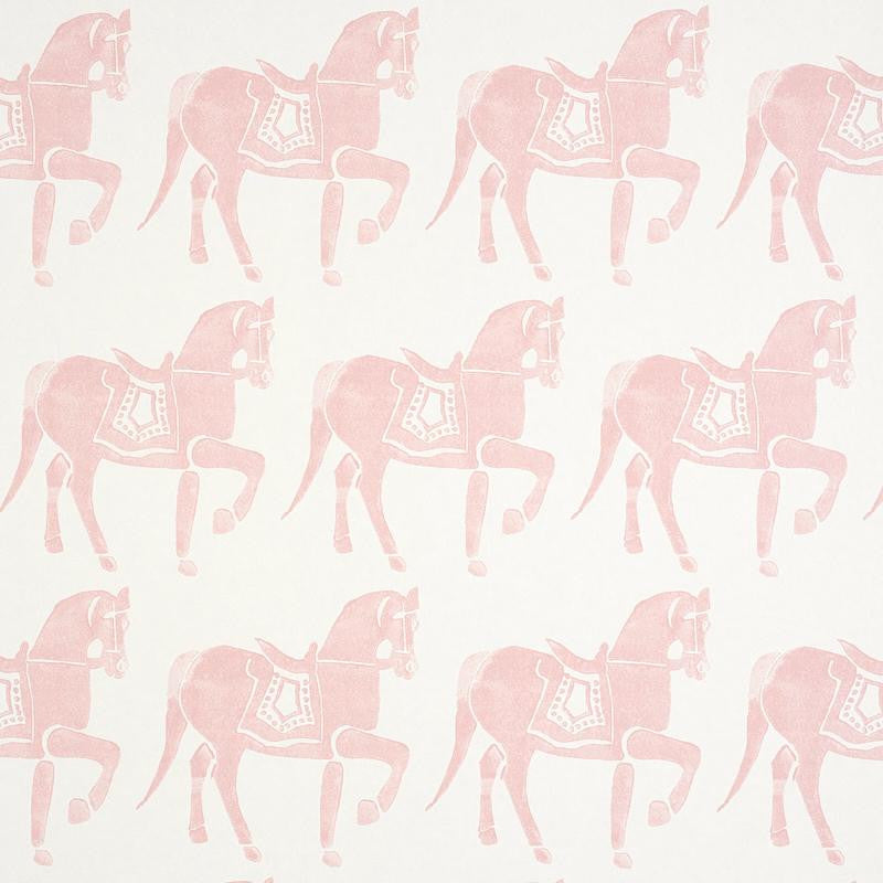 Marwari Horse Pink 5011132 by Schumacher Designer Wallpaper Molly Mahon 6.88" - Swanky Fabrics -
