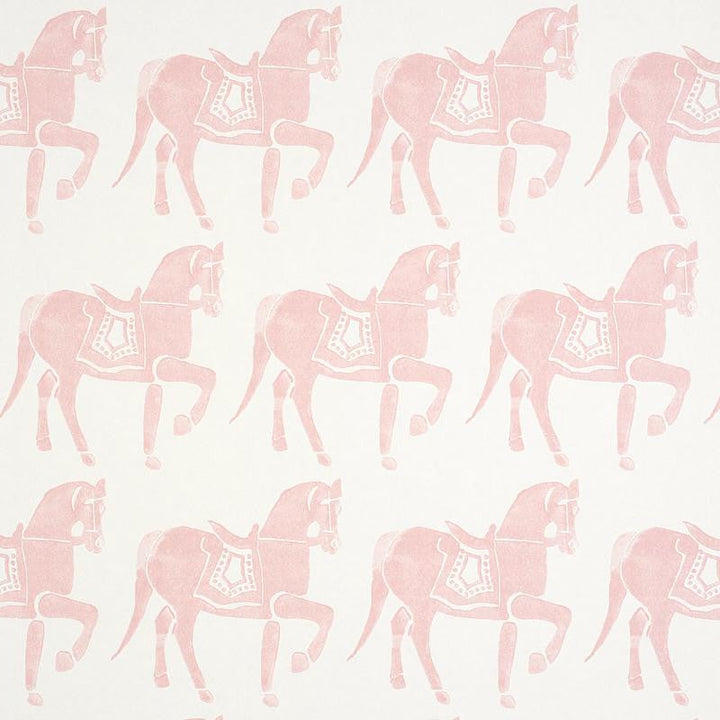 Marwari Horse Pink 5011132 by Schumacher Designer Wallpaper Molly Mahon 6.88" - Swanky Fabrics -