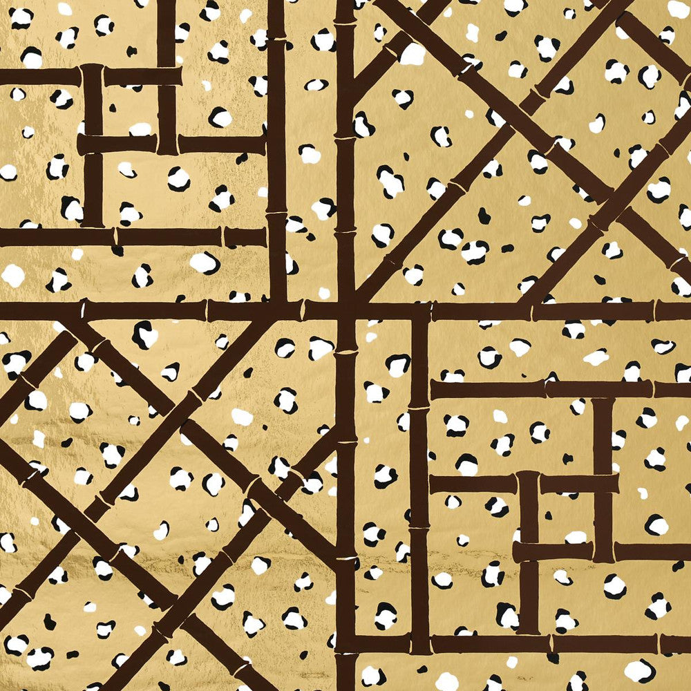 Fancy Beast Metallic Glam Gold 5012770 by Schumacher Designer Wallpaper Cristina Buckley 27.0" - Swanky Fabrics -