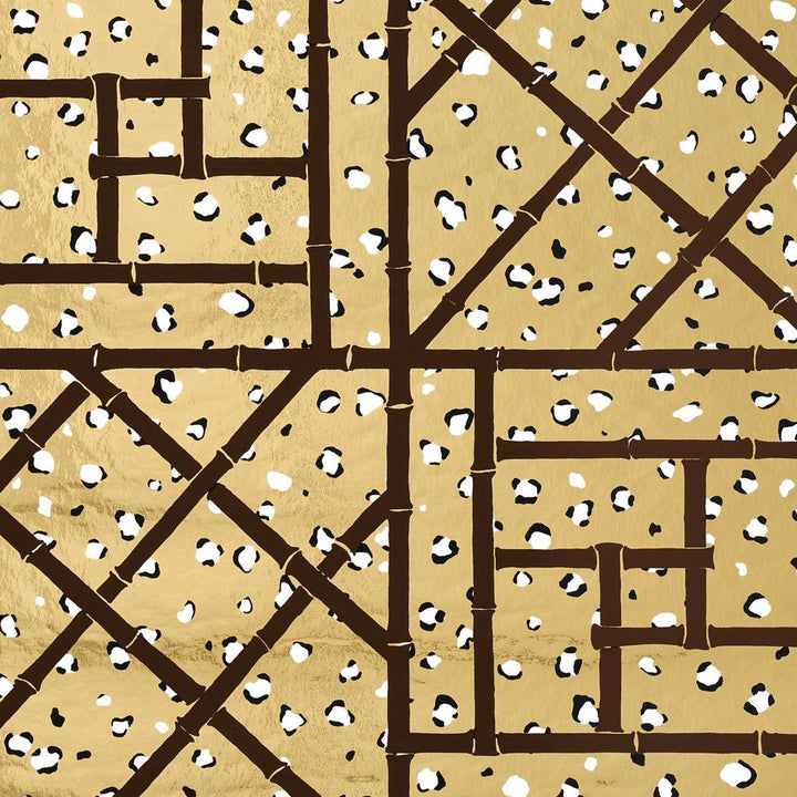 Fancy Beast Metallic Glam Gold 5012770 by Schumacher Designer Wallpaper Cristina Buckley 27.0" - Swanky Fabrics -