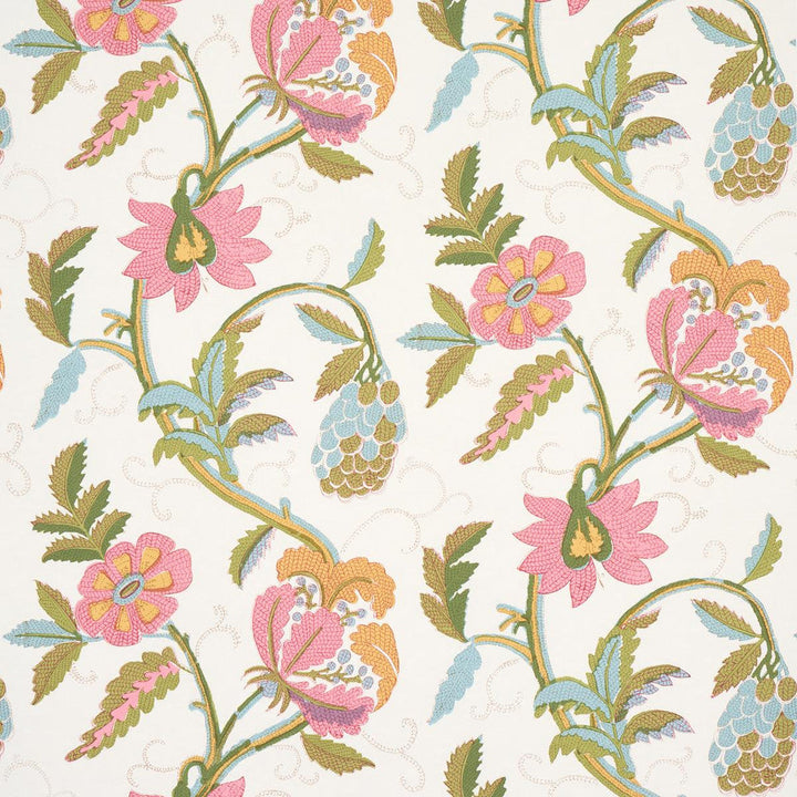 Indali Pink & Leaf 5013241 by Schumacher Designer Wallpaper Schumacher Classics 27.0" - Swanky Fabrics -