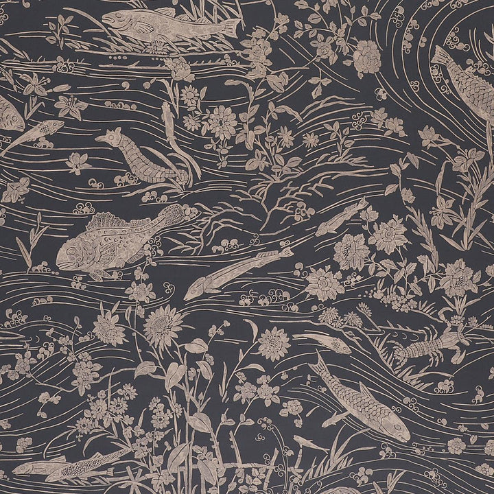 Sea Garden Charcoal 5013281 by Schumacher Designer Wallpaper Panels Collection 54.0" - Swanky Fabrics -
