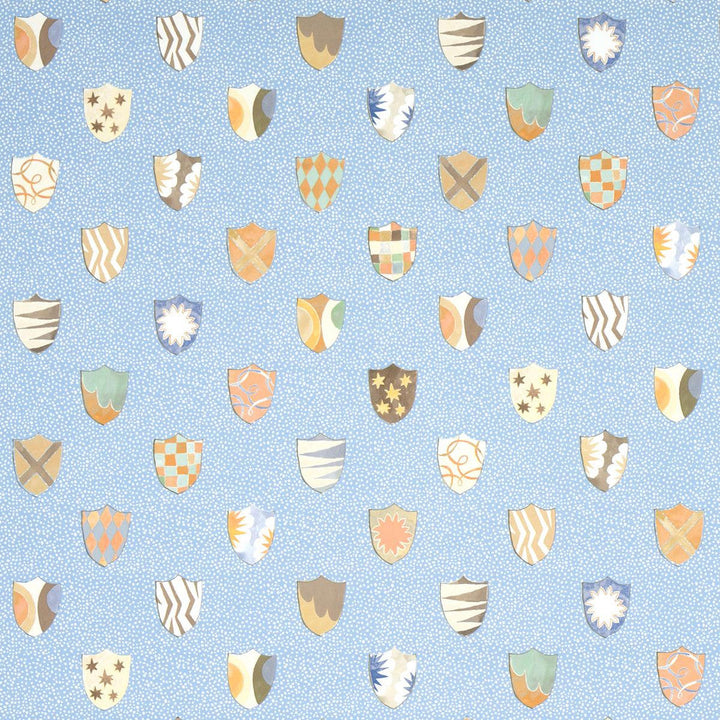 Heraldic Oxford Blue 5013491 by Schumacher Designer Wallpaper Happy Menocal 13.5" - Swanky Fabrics -