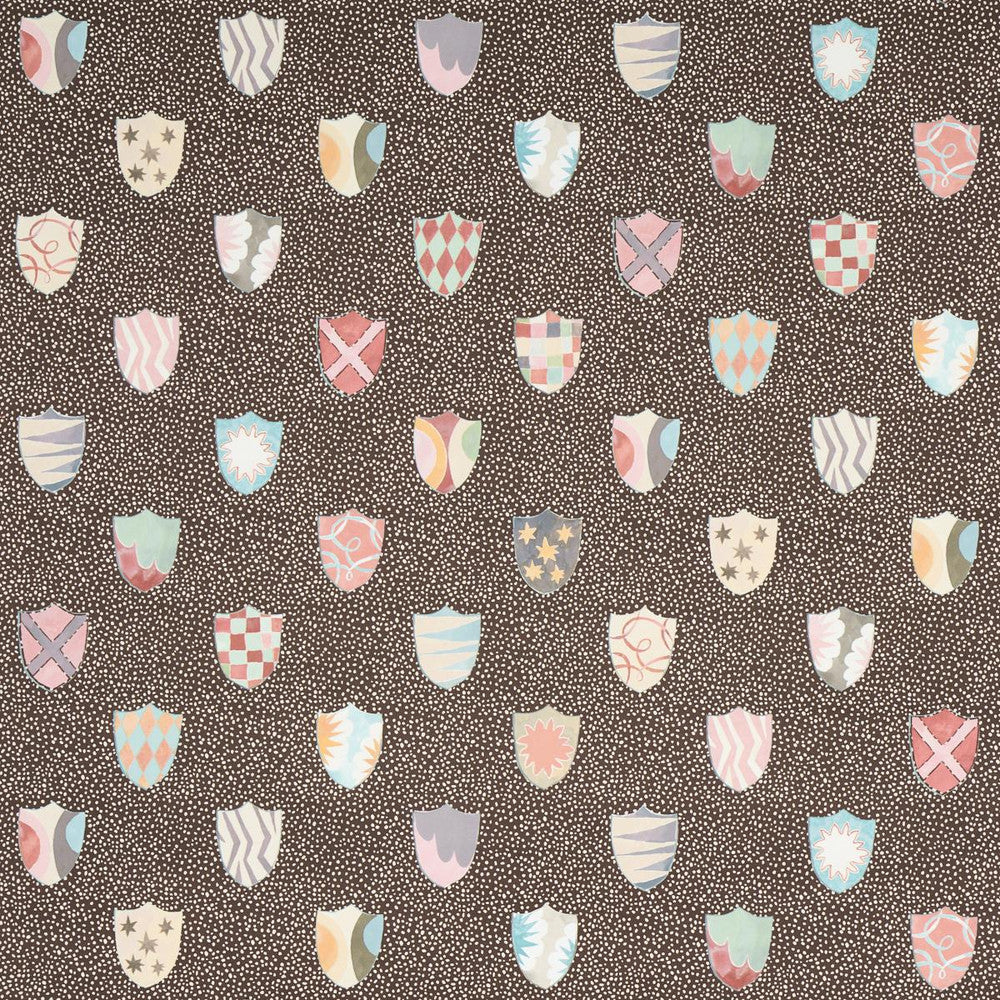 Heraldic Brown 5013493 by Schumacher Designer Wallpaper Happy Menocal 13.5" - Swanky Fabrics -
