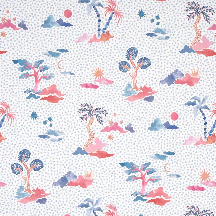 Valletta Sky And Pink 5013520 by Schumacher Designer Wallpaper Happy Menocal 13.5" - Swanky Fabrics -