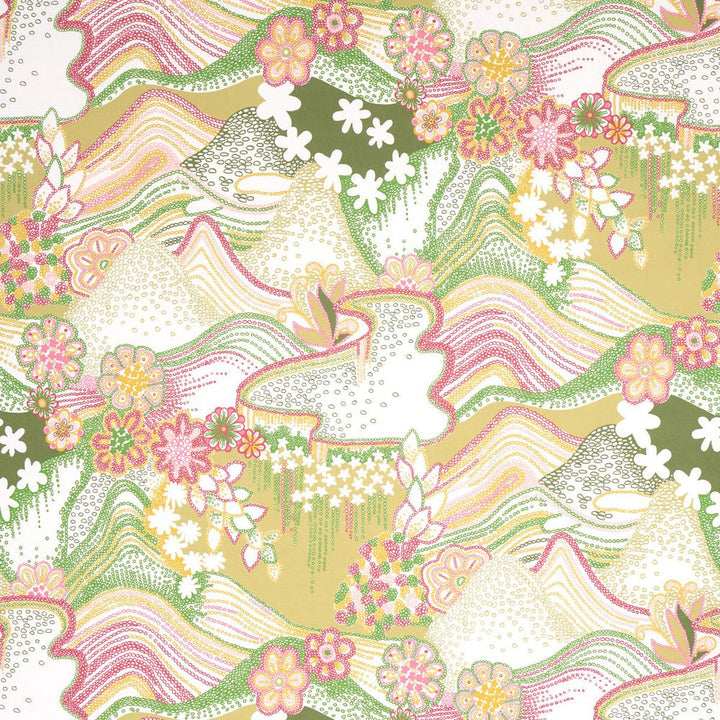 Daisy Chain Green And Pink 5013551 by Schumacher Designer Wallpaper Clements Ribeiro 27.0" - Swanky Fabrics -