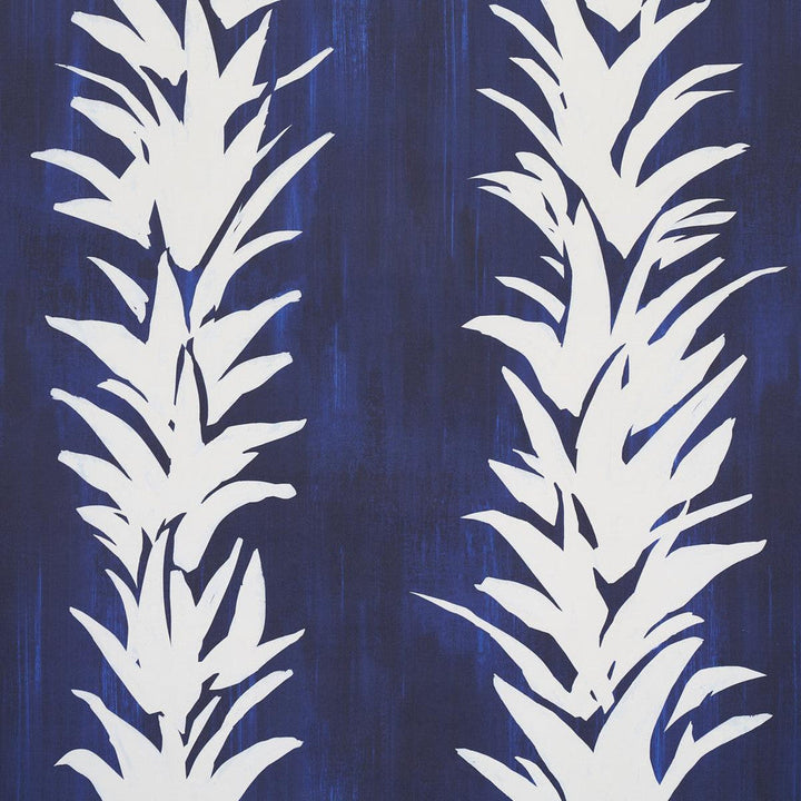 White Lotus Cobalt 5013661 by Schumacher Designer Wallpaper Backdrop 27.0" - Swanky Fabrics -