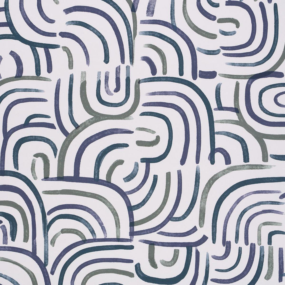 New Beat Blue & Green 5013690 by Schumacher Designer Wallpaper Backdrop 27.0" - Swanky Fabrics -