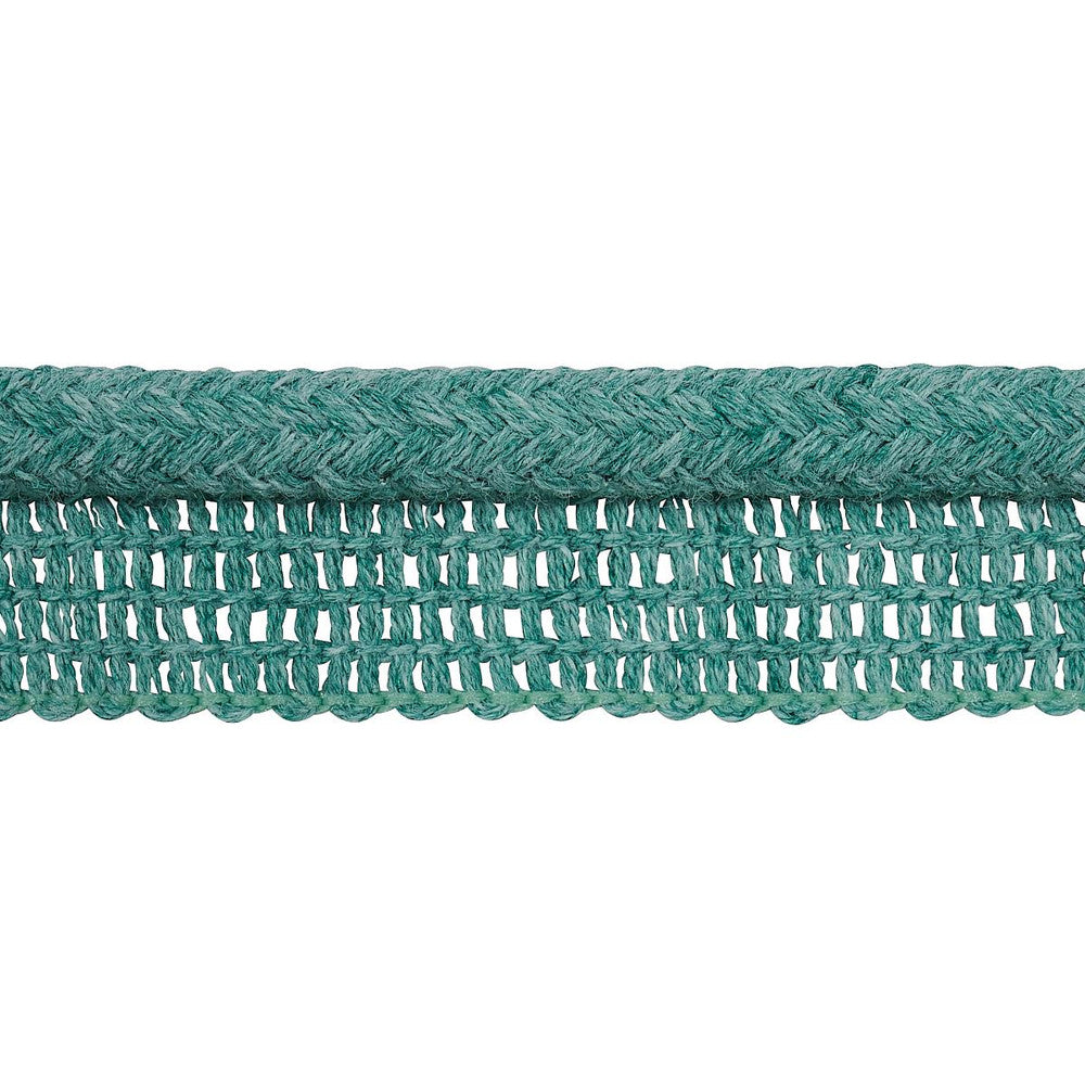 Eubie Lip Cord Indoor/Outdoor Aqua 72427 by Schumacher Designer Trim Indoor/Outdoor Recolors - Swanky Fabrics -