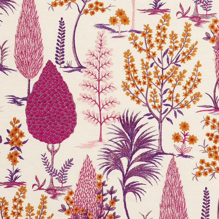 Pandora Embroidery Aubergine 74171 by Schumacher Designer Fabric Palampore 25.25" - Swanky Fabrics -