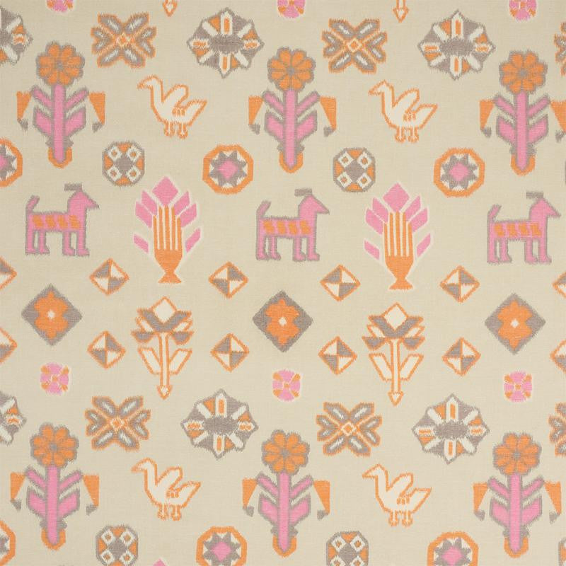 Chuska Warp Print Pink & Orange 78142 by Schumacher Designer Fabric True West 18.0" - Swanky Fabrics -