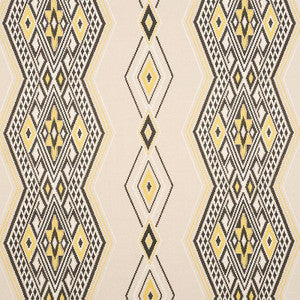 Schumacher Fabric Bayeta Embroidery Yellow & Neutral 78152