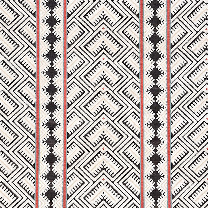 Parvin Velvet Black And Ivory 80650 by Schumacher Designer Fabric Tapis 13.0" - Swanky Fabrics -