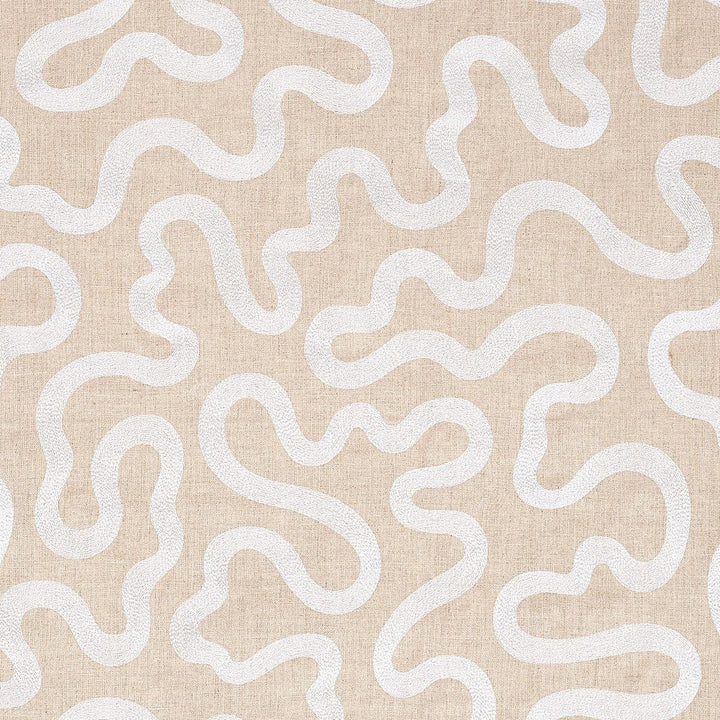 Riley Embroidery Ivory On Natural 80792 by Schumacher Designer Fabric Smith Street - Swanky Fabrics -