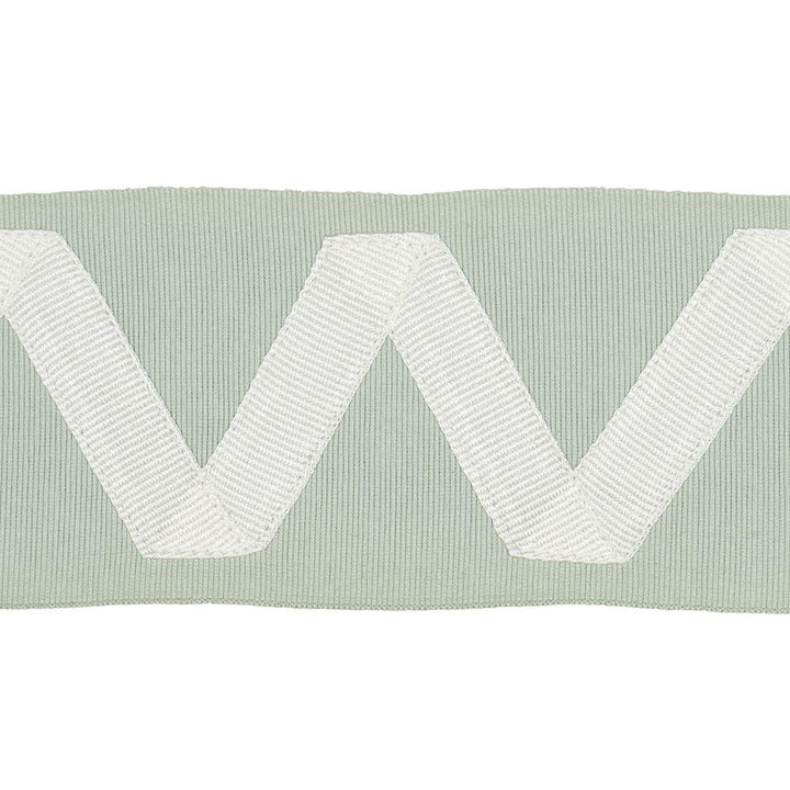 Legere Appliqu Tape Ivory On Seaglass 80872 by Schumacher Designer Trim Embroidered And Embellished Trims 2.6" - Swanky Fabrics -