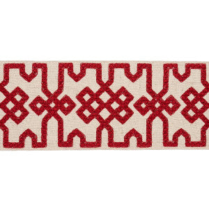 Schumacher Trim Knotted Trellis Tape Crimson On Unbleached 80881