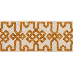 Schumacher Trim Knotted Trellis Tape Ocher On Unbleached 80882