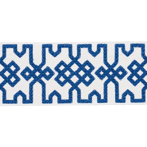 Schumacher Trim Knotted Trellis Tape Blue On White 80883