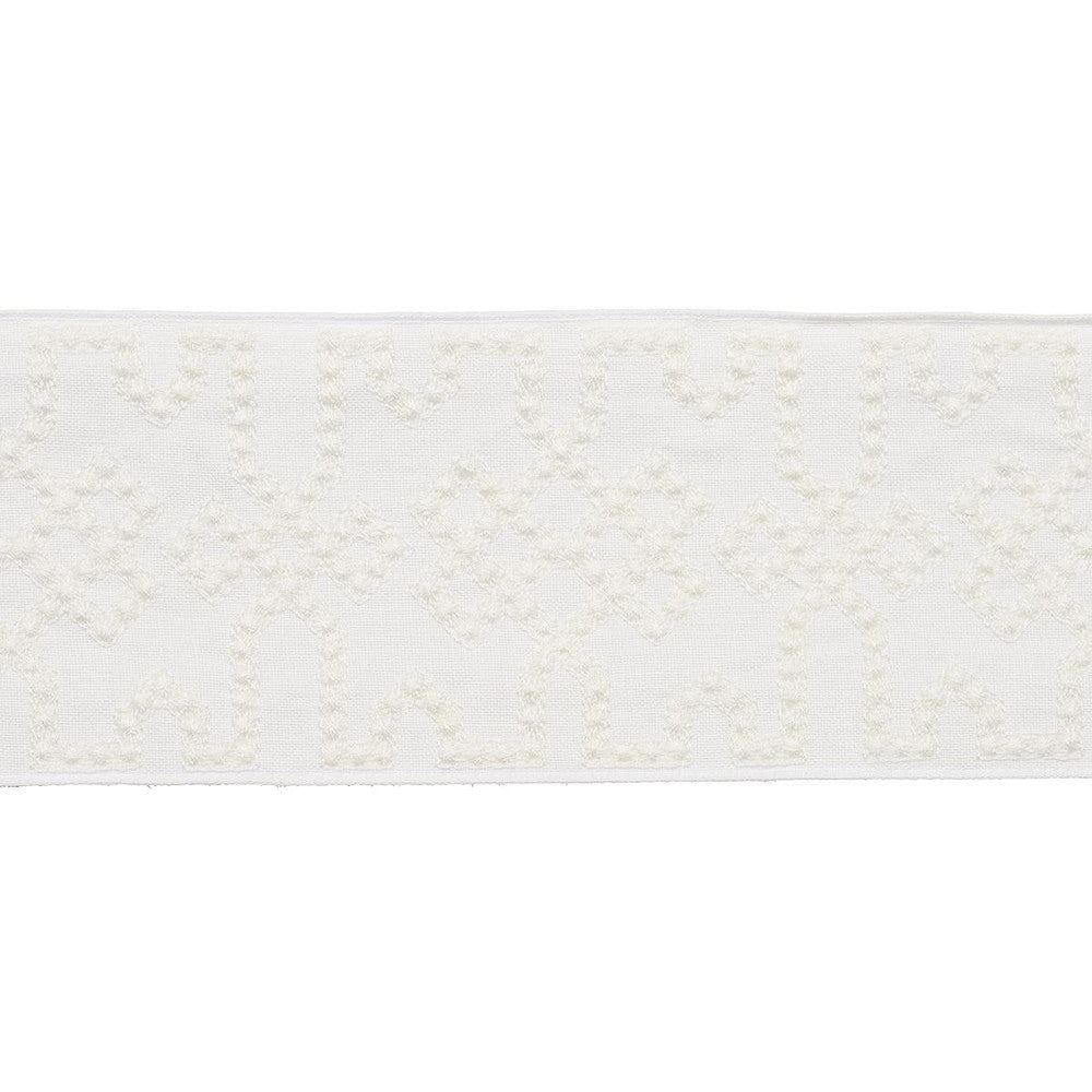 Knotted Trellis Tape White On White 80884 by Schumacher Designer Trim Orient Express - Swanky Fabrics -