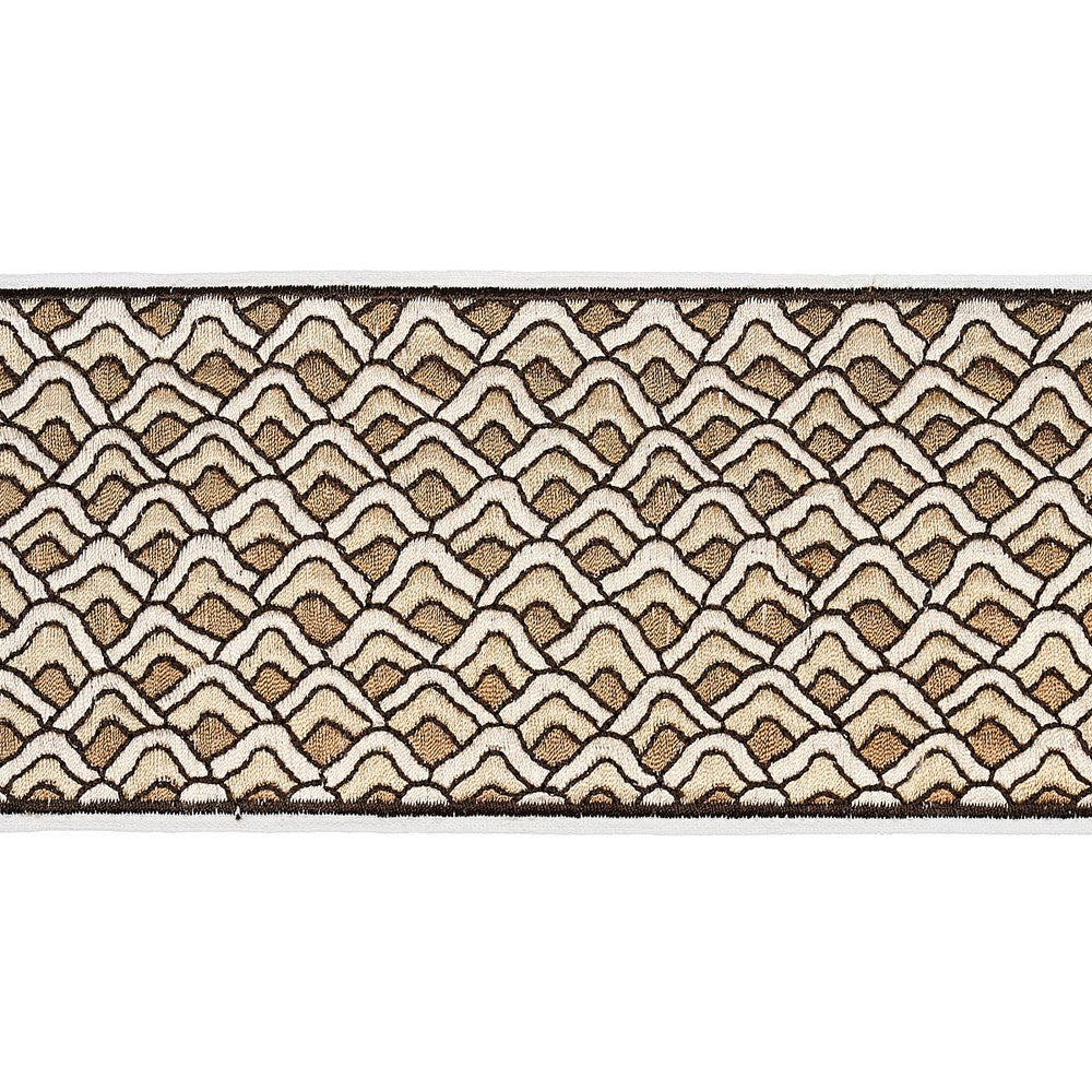 Sunrise Embroidery Tape Sand 80890 by Schumacher Designer Trim Orient Express 9.5" - Swanky Fabrics -