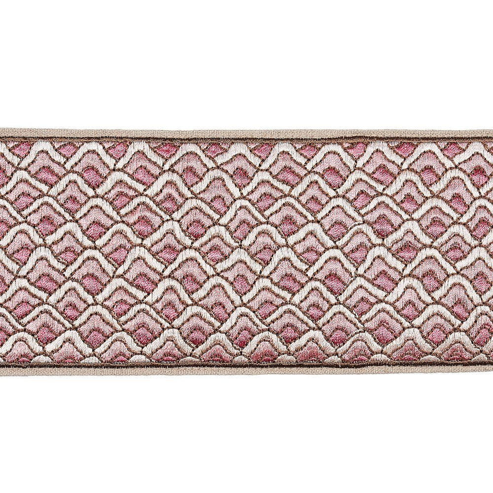 Sunrise Embroidery Tape Pink 80891 by Schumacher Designer Trim Orient Express 9.5" - Swanky Fabrics -
