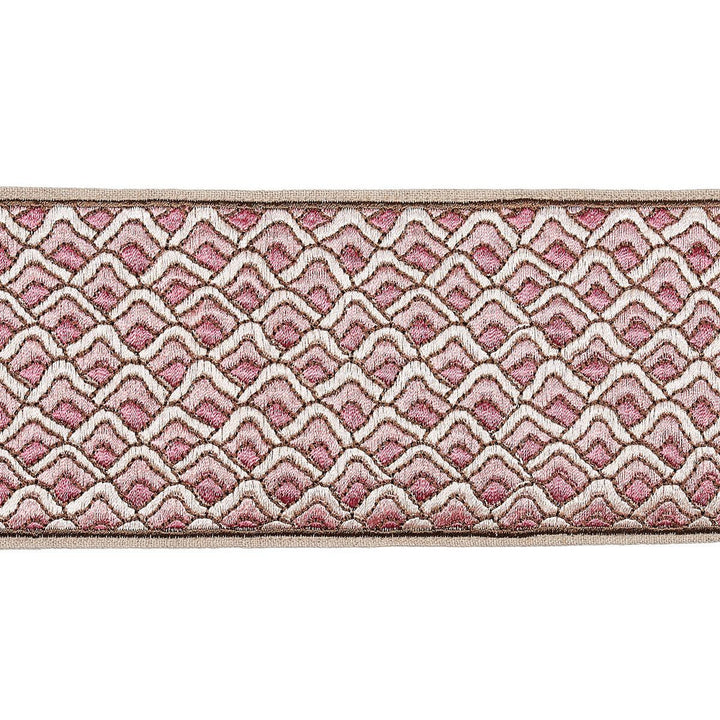 Sunrise Embroidery Tape Pink 80891 by Schumacher Designer Trim Orient Express 9.5" - Swanky Fabrics -