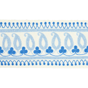 Schumacher Trim Paisley Embroidered Tape Blues 81230