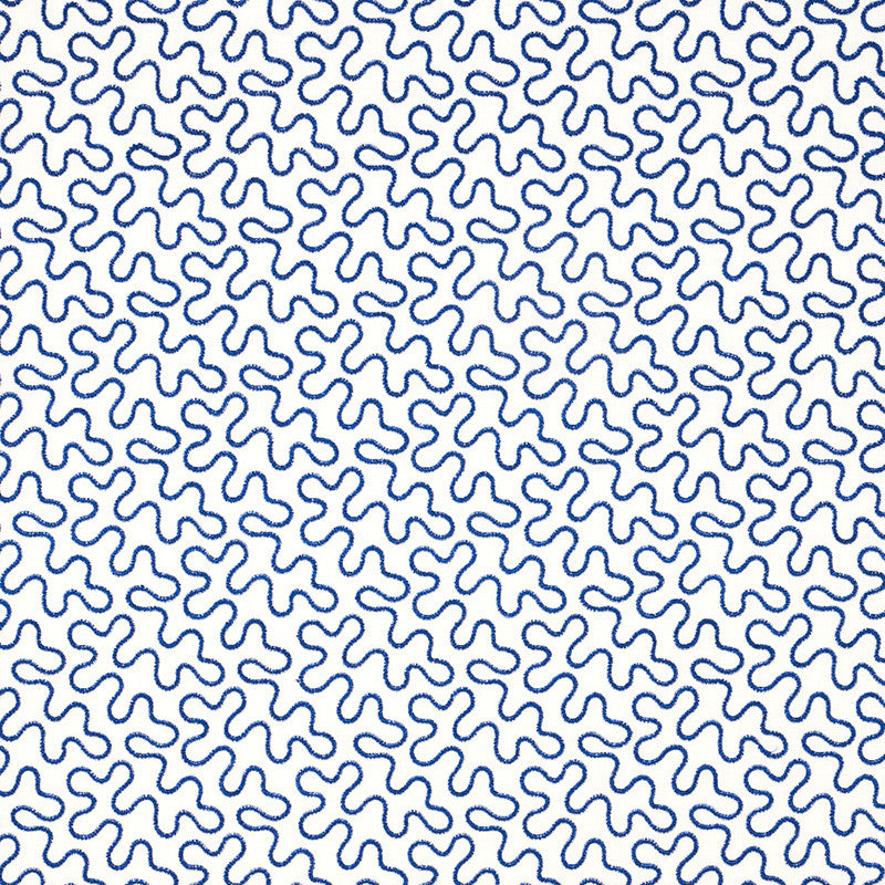 Meander Embroidery Blue On Ivory 67603 by Schumacher Designer Fabric HAPPY TOGETHER II LINEN 67% VISCOSE RAYON 30% INDIA </p><p>Repeat: Horizontal: 6 1/2" (17CM) and Vertical: 4 1/4" (11CM) 51.75 - Swanky Fabrics -