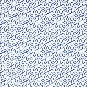 Schumacher Fabric Meander Embroidery Blue On Ivory 67603