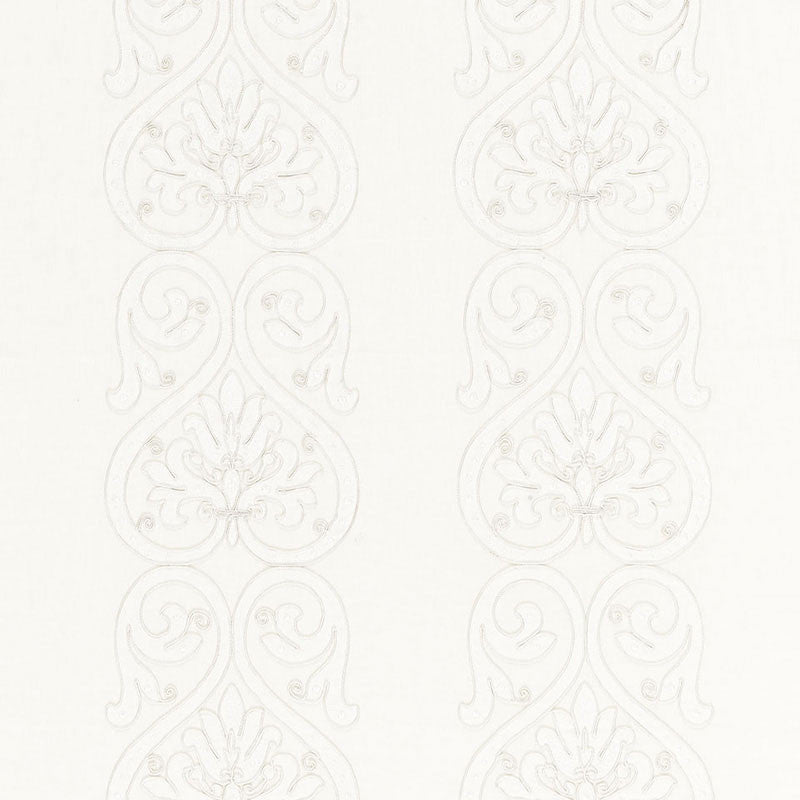 Medici Embroidery Blanc 67640 by Schumacher Fabric Schumacher Fabric Medici Embroidery Blanc 67640Fabric LINEN 95% INDIA </p><p>Repeat: H: HORZ. 13" (33CM) , V: VERT. 11 1/2" (29CM) 52 - Fabric Carolina -