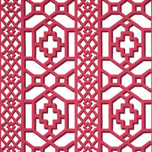 Schumacher Wallpaper Zanzibar Trellis Laquer Red 5006948