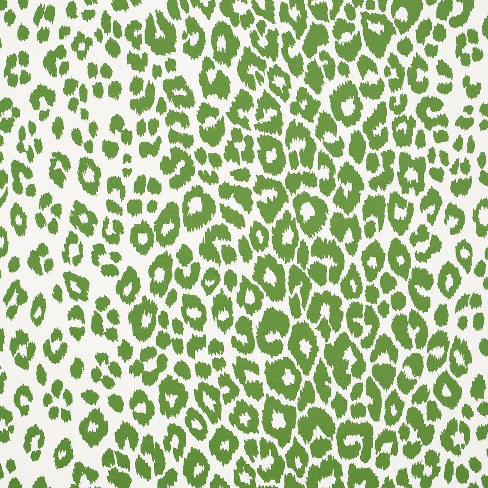 Iconic Leopard Green 5007015 by Schumacher Designer Wallpaper Preppy Chic 27.0" - Swanky Fabrics -
