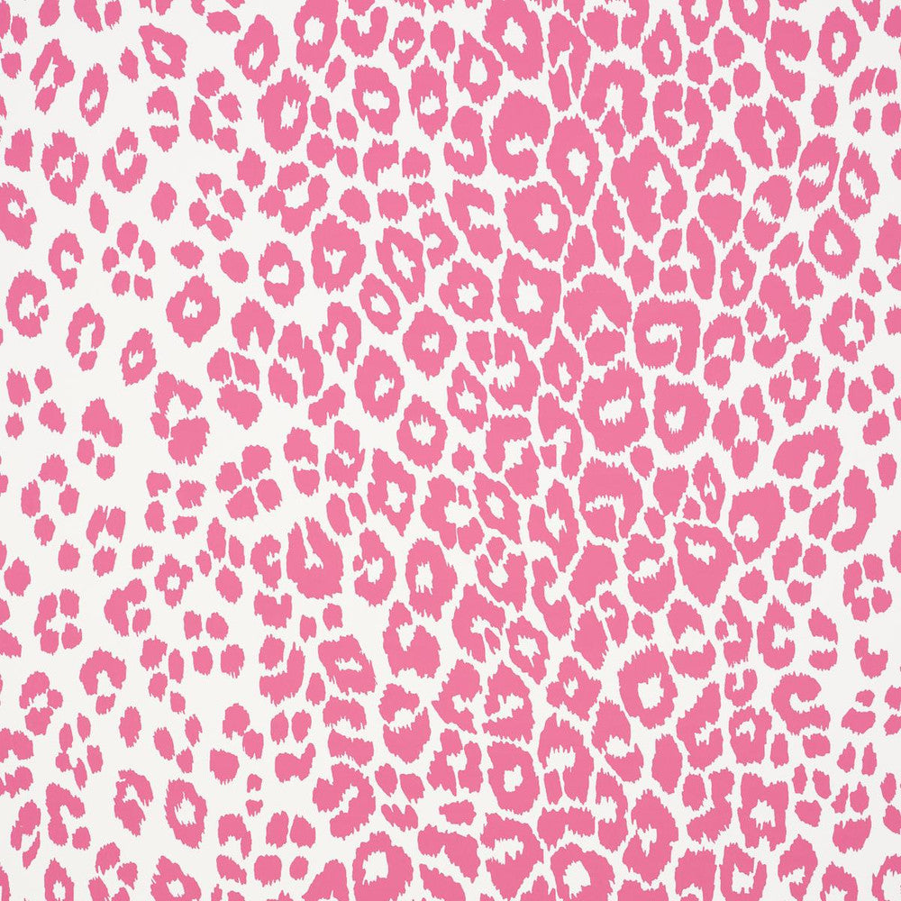 Iconic Leopard Pink 5007016 by Schumacher Designer Wallpaper Preppy Chic 27.0" - Swanky Fabrics -