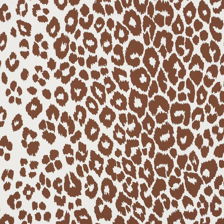 Iconic Leopard Brown 5007018 by Schumacher Designer Wallpaper Preppy Chic 27.0" - Swanky Fabrics -