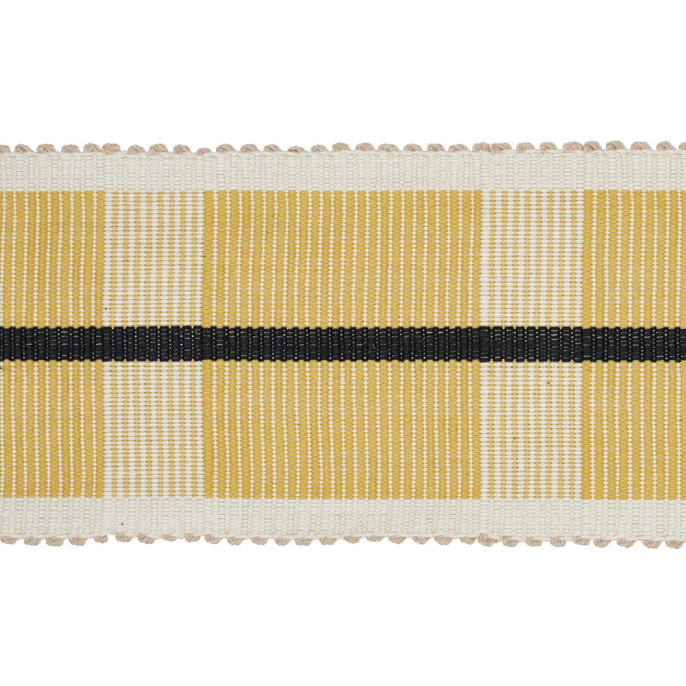 Calcada Tape Wide Maize 78975 by Schumacher Designer Trim Stephanie Seal Brown - Swanky Fabrics -