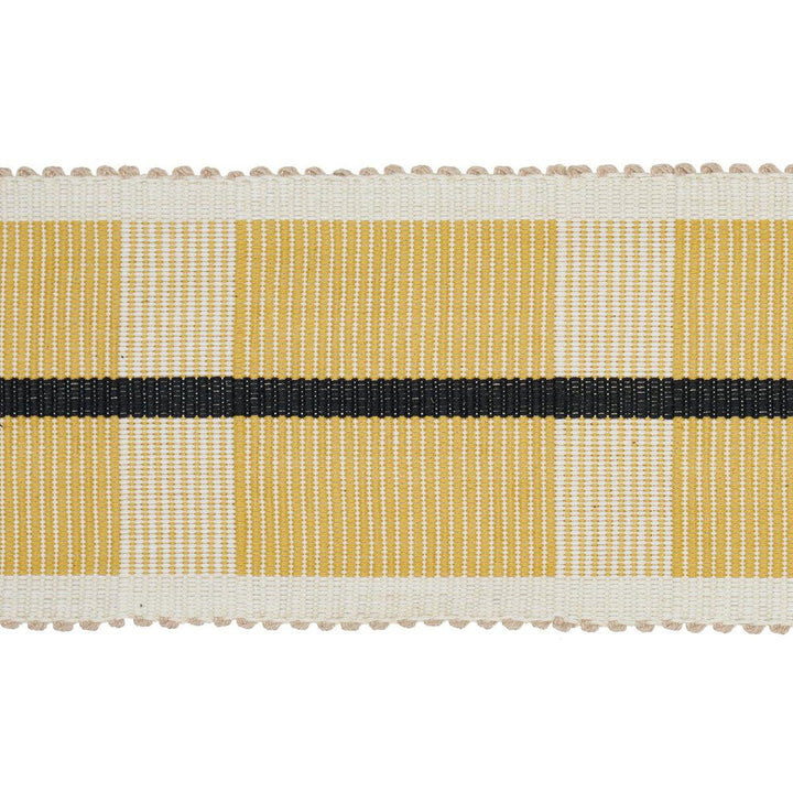 Calcada Tape Wide Maize 78975 by Schumacher Designer Trim Stephanie Seal Brown - Swanky Fabrics -