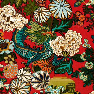 Schumacher Fabric Chiang Mai Dragon Velvet Lacquer 81172