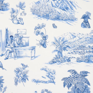 Schumacher Wallpaper Toussaint Toile Blue On Ivory 5013771
