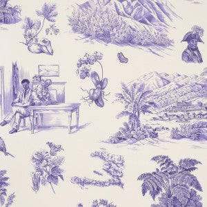 Schumacher Wallpaper Toussaint Toile Purple On Cream 5013772