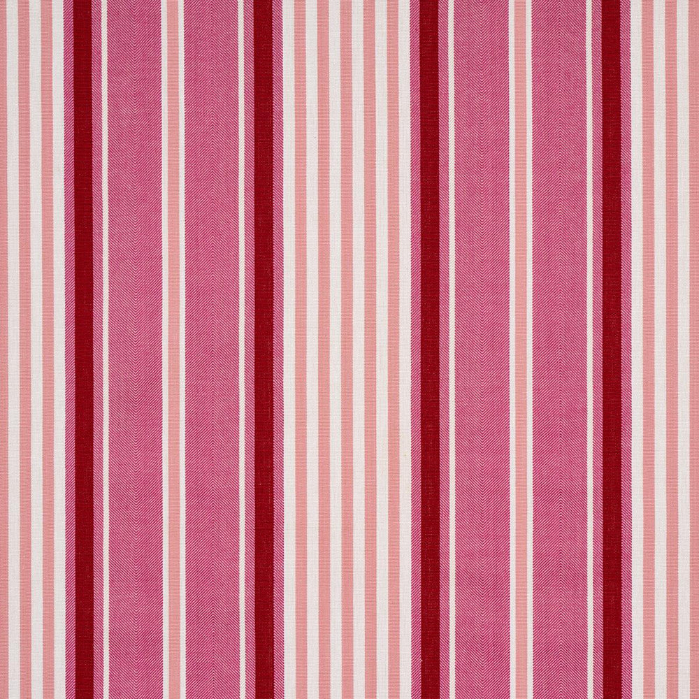 Minzer Cotton Stripe Pink 66016 by Schumacher Designer Fabric Stripes Revisits 13.5" - Swanky Fabrics -