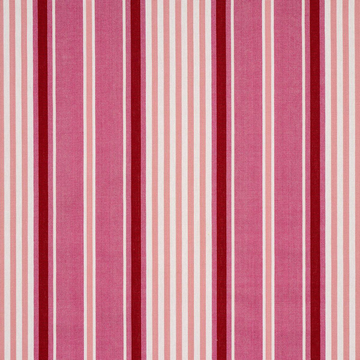 Minzer Cotton Stripe Pink 66016 by Schumacher Designer Fabric Stripes Revisits 13.5" - Swanky Fabrics -