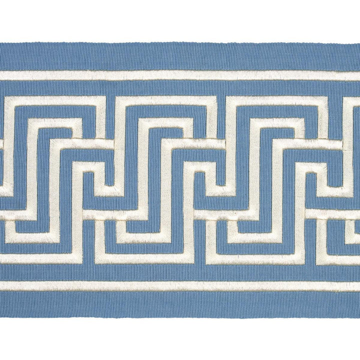 Labyrinth Tape Sky 66148 by Schumacher Designer Trim Embroidered And Embellished Trims 2.5" - Swanky Fabrics -