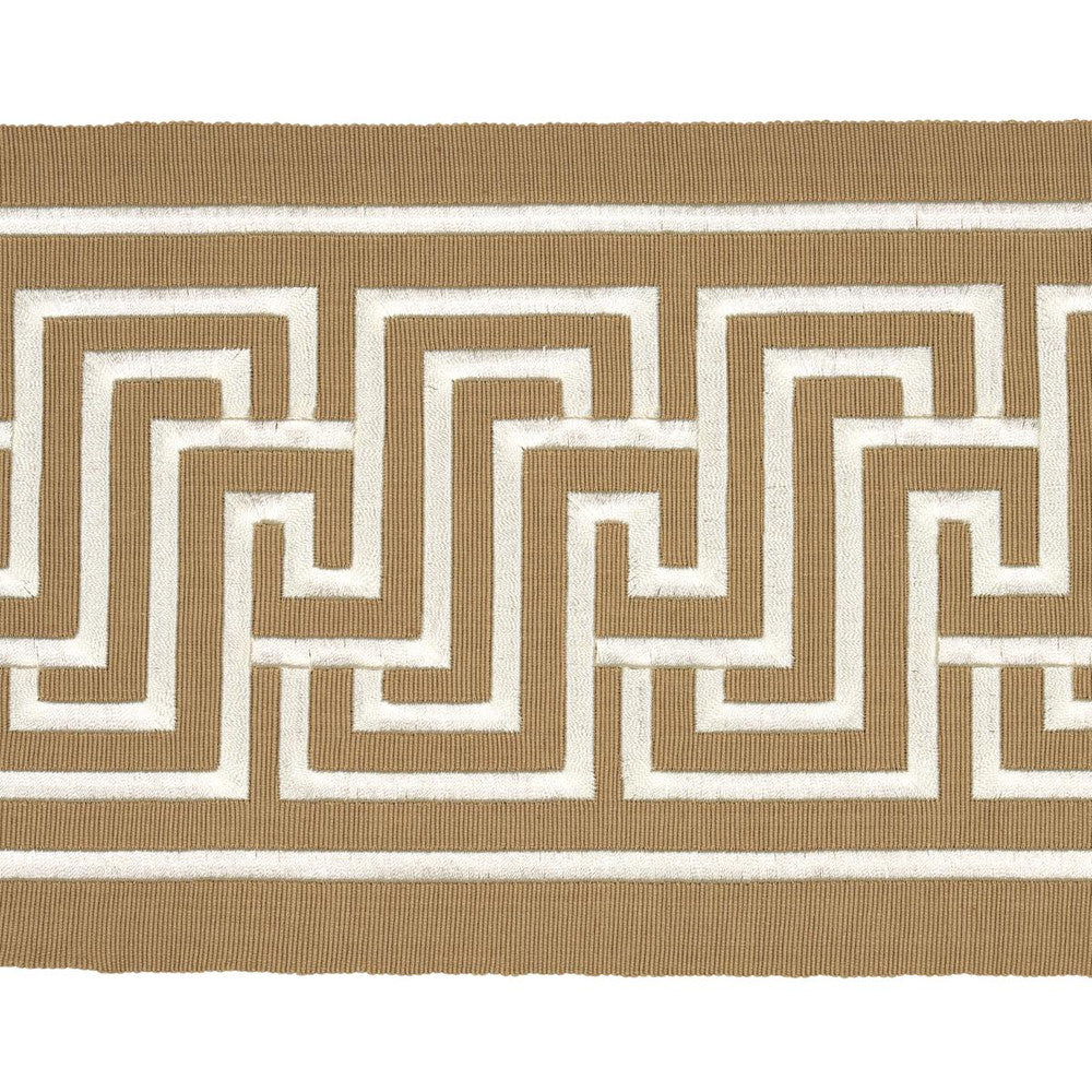 Labyrinth Tape Sand 81261 by Schumacher Designer Trim Embroidered And Embellished Trims 2.5" - Swanky Fabrics -