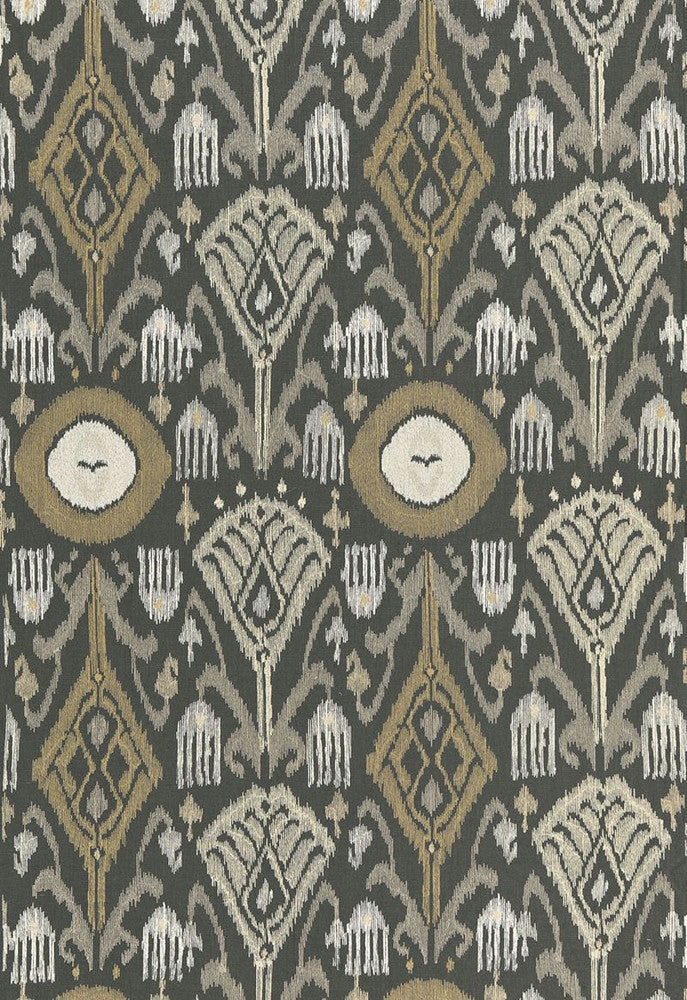 Turkestan Embroidery Charcoal 67871 by Schumacher Designer Fabric Au-Naturel 77% Linen, 23% Polyester Martindale 16,000 Horizontal: 12.75 and Vertical: 22.625 51.5 - Swanky Fabrics -