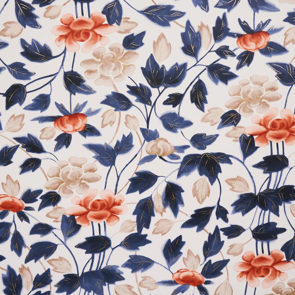 Imari Blue Ink 5014050 by Schumacher Designer Wallpaper David Kaihoi 27.0" - Swanky Fabrics -