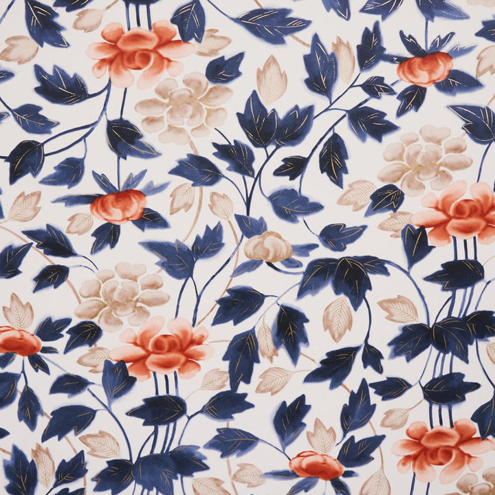 Imari Blue Ink 5014050 by Schumacher Designer Wallpaper David Kaihoi 27.0" - Swanky Fabrics -